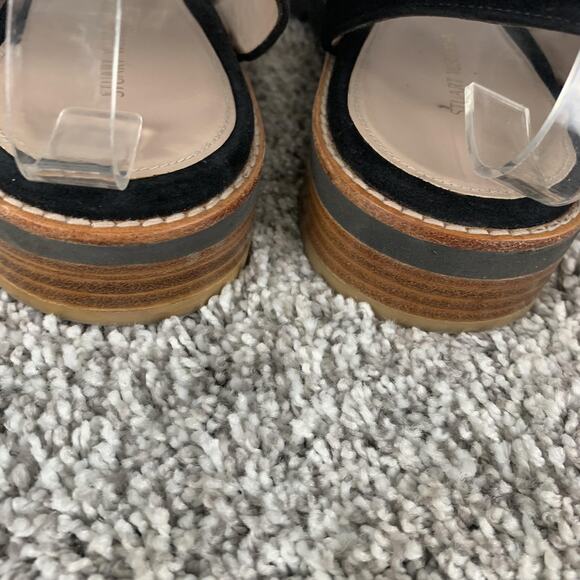 Stuart Weitzman Sandals Womens Size 8.5 Black Suede Topical Strappy Slingback - Picture 6 of 8